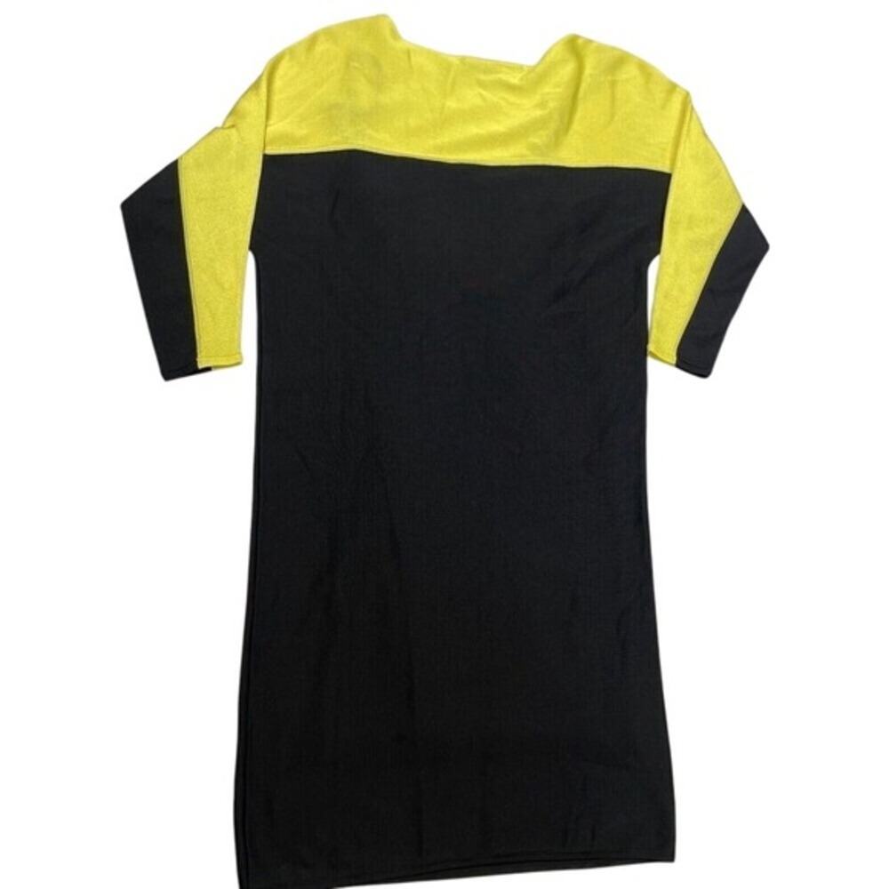 Ralph Lauren Women Colorblock Knit‎ Dress Yellow Black XS Short Sleeve Casual